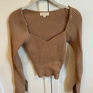 Promesa Tan Ribbed Knit Top